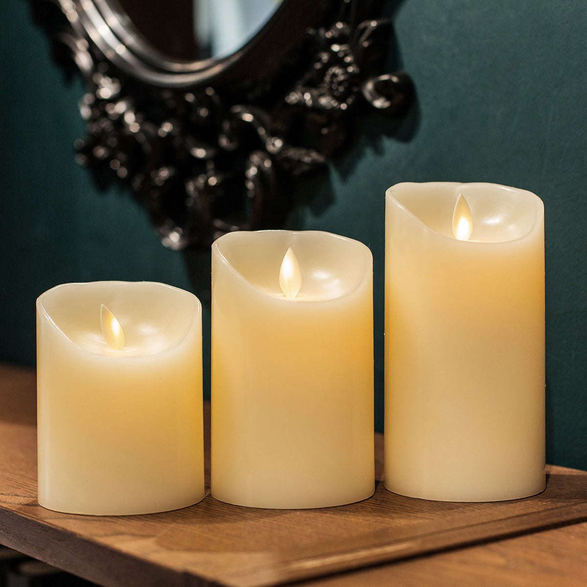 Pandaing Pack of 3 LED Flameless Flickering Battery Operated Candles with Remote and Timer, Real Wax Moving Wick Pillar Candles for Festival Wedding Christmas Home Party Decor 🍁 All In One Marketplace Canada