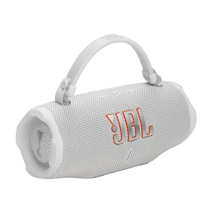 JBL Charge 6 - Portable Waterproof & Drop-Proof Bluetooth Speaker, Bold Pro Sound with AI Sound Boost, 28Hrs of Playtime, Built-in powerbank & Comes with a Sturdy/Removable Carrying Strap (White)