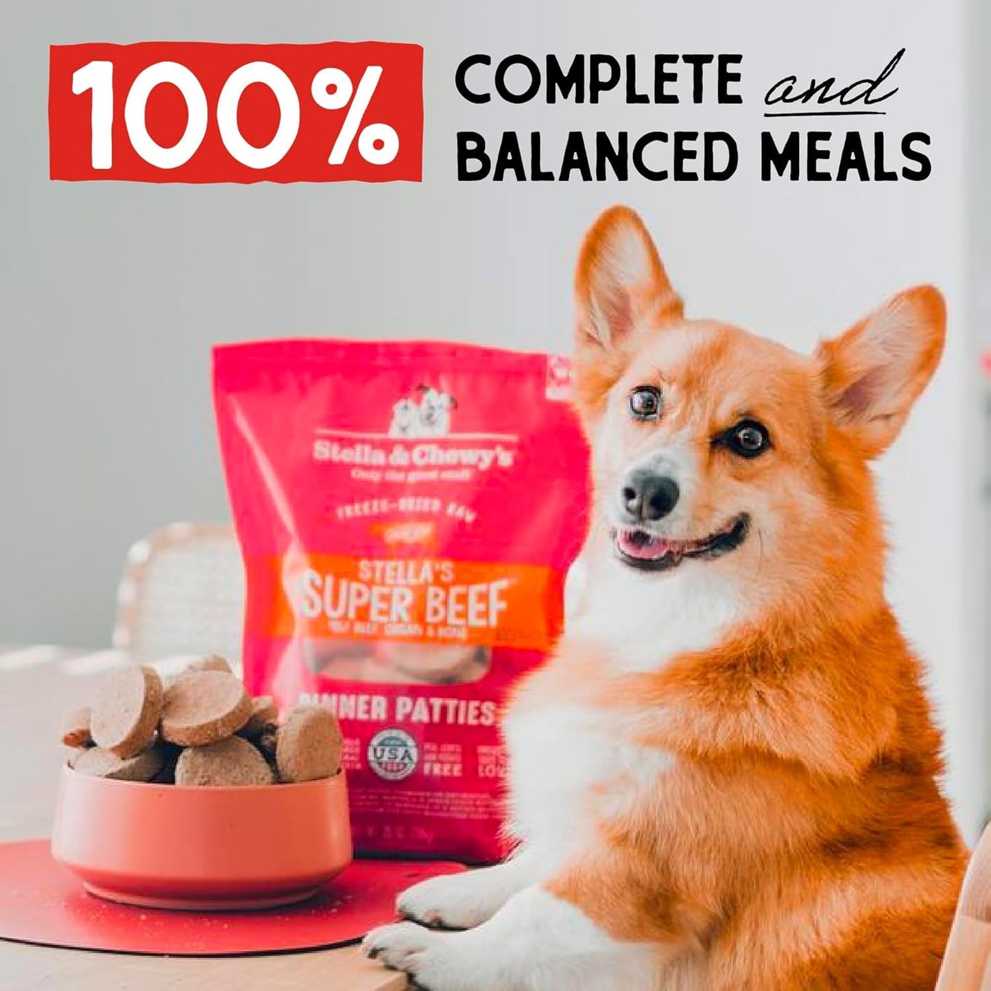 Stella & Chewy’s Freeze Dried Raw Dinner Patties – Grain Free Dog Food, Protein Rich Stella’s Super Beef Recipe – 396g Bag