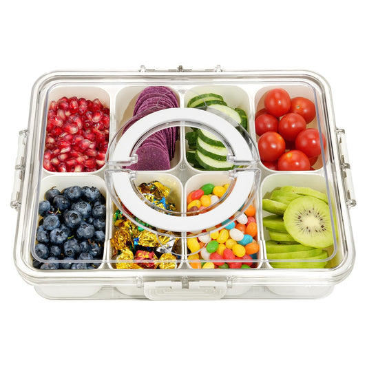 BETA SPACE Snack Box Containers, Divided Serving Tray with Lid, Veggie Tray Snackle Box Charcuterie Board with Lid,8 Inside Containers - Available at All In One Marketplace Canada