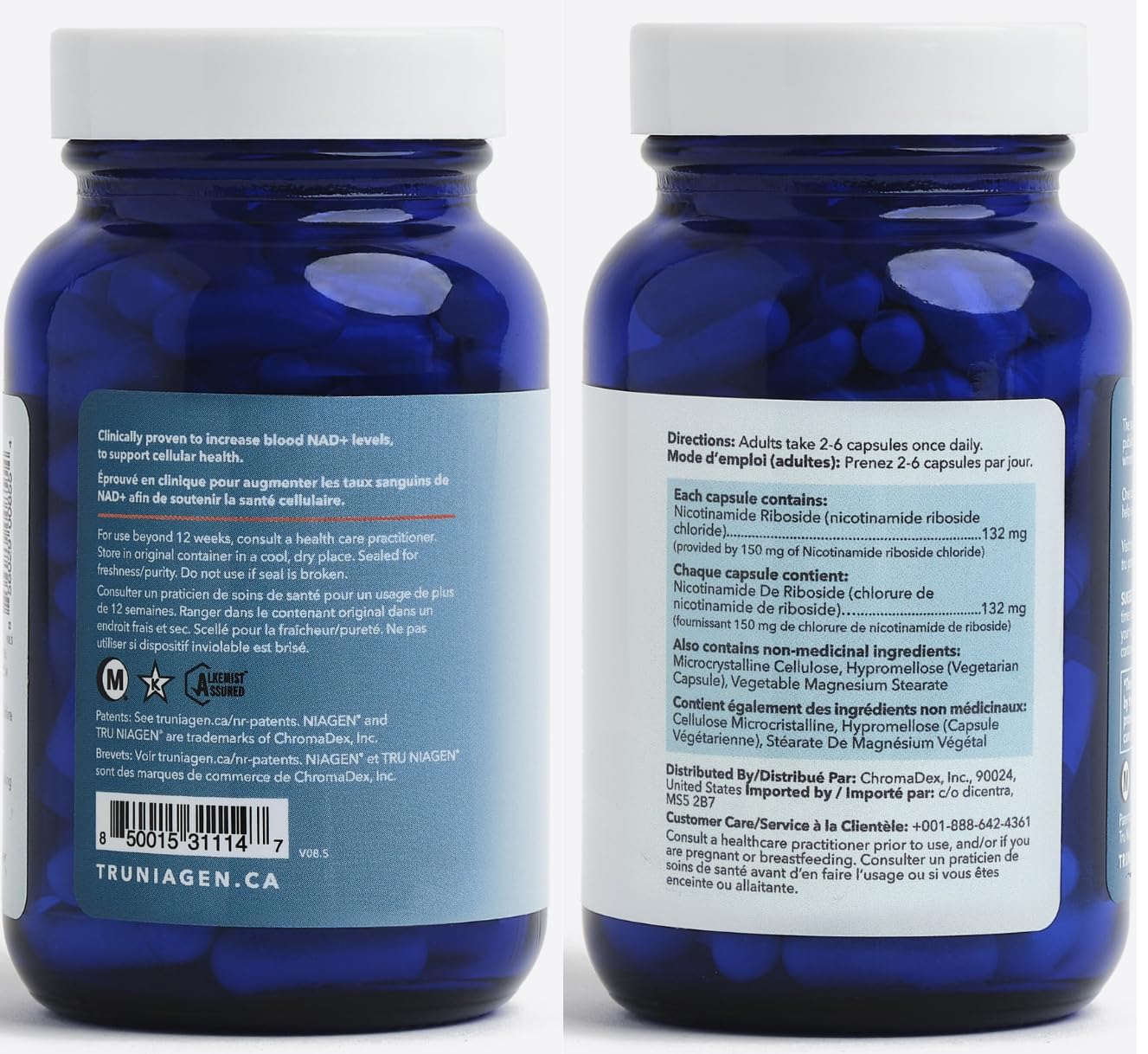 NAD Supplement 120 Capsules, 60 Servings, 300mg Per Serving, Clinically Proven to Increase NAD+, Patented Nicotinamide Riboside Vitamin B3, Cellular Health & Energy Metabolism, Health Canada Licenced - Available at All In One Marketplace Canada