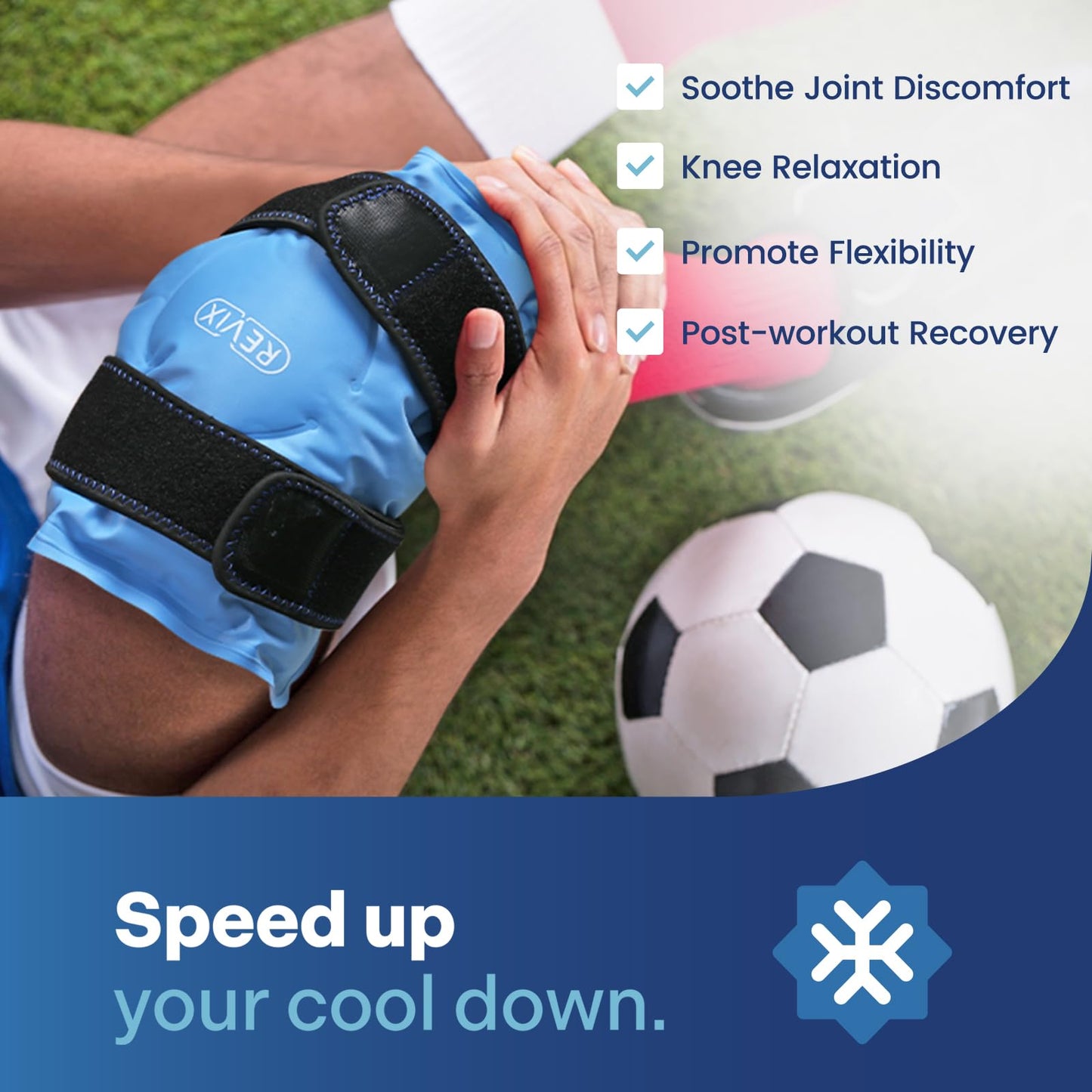 REVIX Knee Ice Pack Wrap for Injuries Reusable, Gel Ice Pack Wrap with Cold Compress Therapy for Knee Pain Relief, Knee Replacement Surgery, Swelling, Bruises and Arthritis - Available at All In One Marketplace Canada