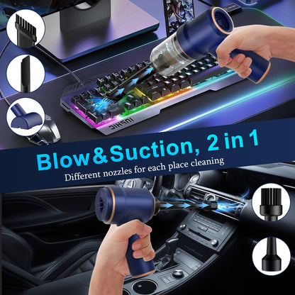 KMM Handheld Car Vacuum Cleaner, 19000Pa Vacuum Cleaner and Air Duster, 120W High Power Hand Held Vacuum with LED Light and Multi-Nozzles for Car, Home, Office, Pet Medium - Available at All In One Marketplace Canada