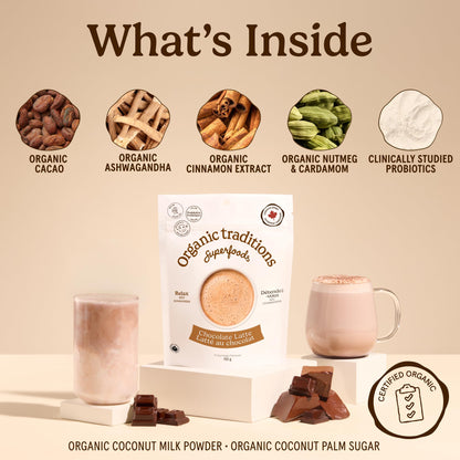 Organic Traditions Superfood Chocolate Latte Powder, Instant Blend, 5.3oz 🍁 All In One Marketplace Canada