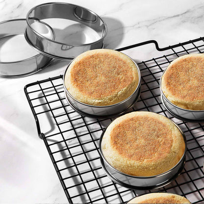 FANGSUN 4 Inch English Muffin Rings, Stainless Steel Crumpet Rings, Tart Rings for Baking, Double Rolled Nonstick Round Cake Ring, Metal Pastry Ring Mold for Dessert Food Making Tool 🍁 All In One Marketplace Canada