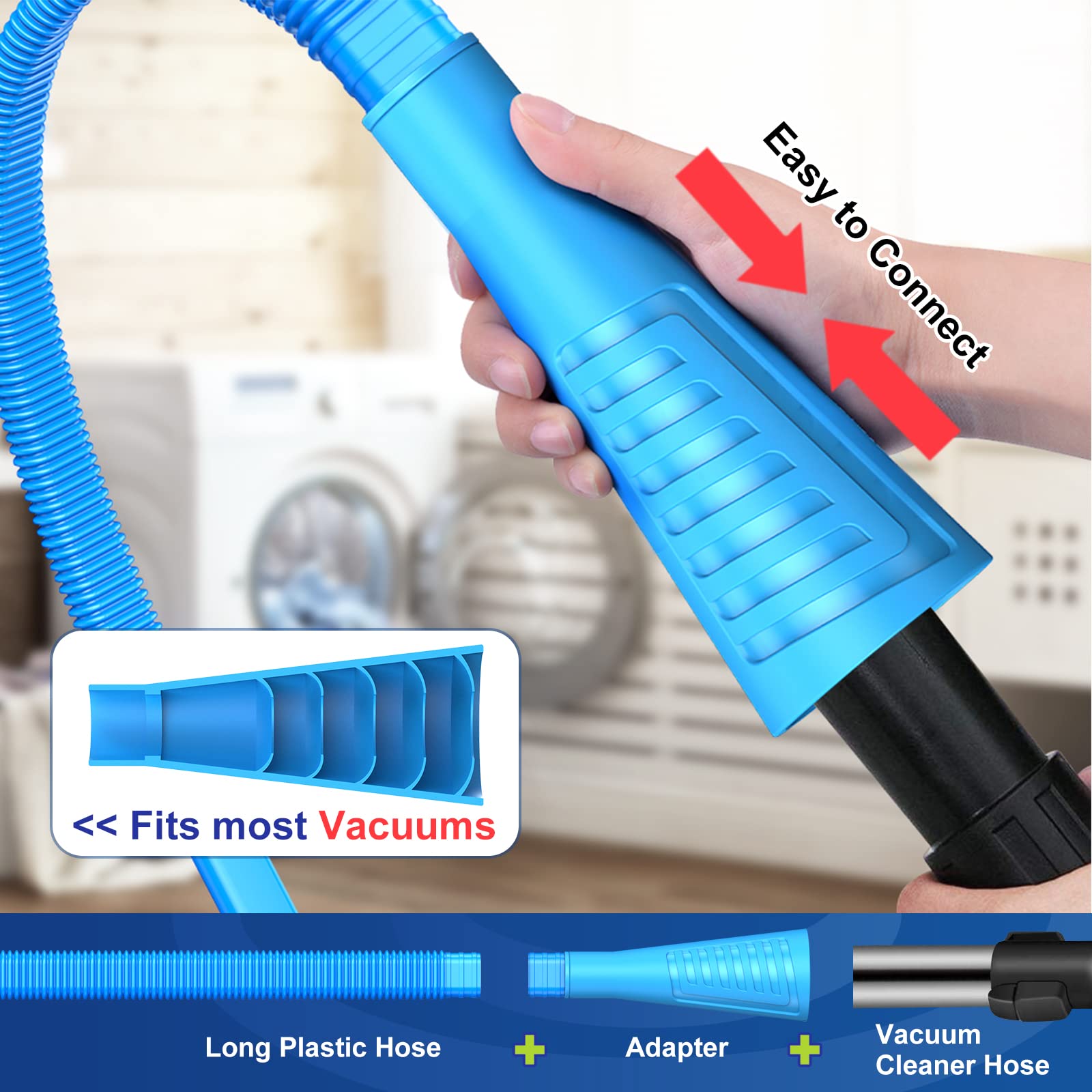 Sealegend 2 Pieces Dryer Vent Cleaning Kit, Flexible Lint Vacuum Hose Attachment and Lint Brush Lint Remover Power Washer, Blue - Available at All In One Marketplace Canada