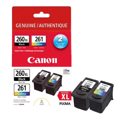 Canon Genuine Ink Cartridges PG-260XL Black/CL-261 Colour, High-Yield Value Pack (2 Count), Original Canon Printer Ink for PIXMA TS7020 Series / TS5320 / TS5320a Printers 🍁 All In One Marketplace Canada