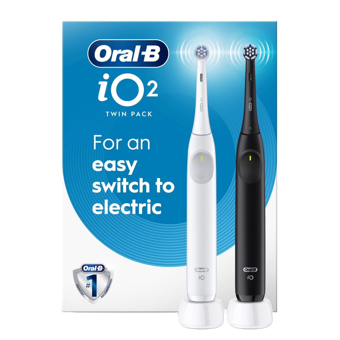 Oral-B iO2 Electric Toothbrush Twin Pack, for an Easy Switch to Electric, Black & White, Rechargeable Electric Toothbrushes, (2) iO Series 2 Power Toothbrushes and (2) Ultimate Clean Brush Heads 🍁 All In One Marketplace Canada