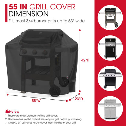 UNICOOK BBQ Cover 55 Inch, Heavy Duty Waterproof Housse BBQ, Special Fade and UV Resistant Outdoor Barbecue Grill Cover, Barbecue Accessories Compatible for Weber Char-Broil Brinkmann and More