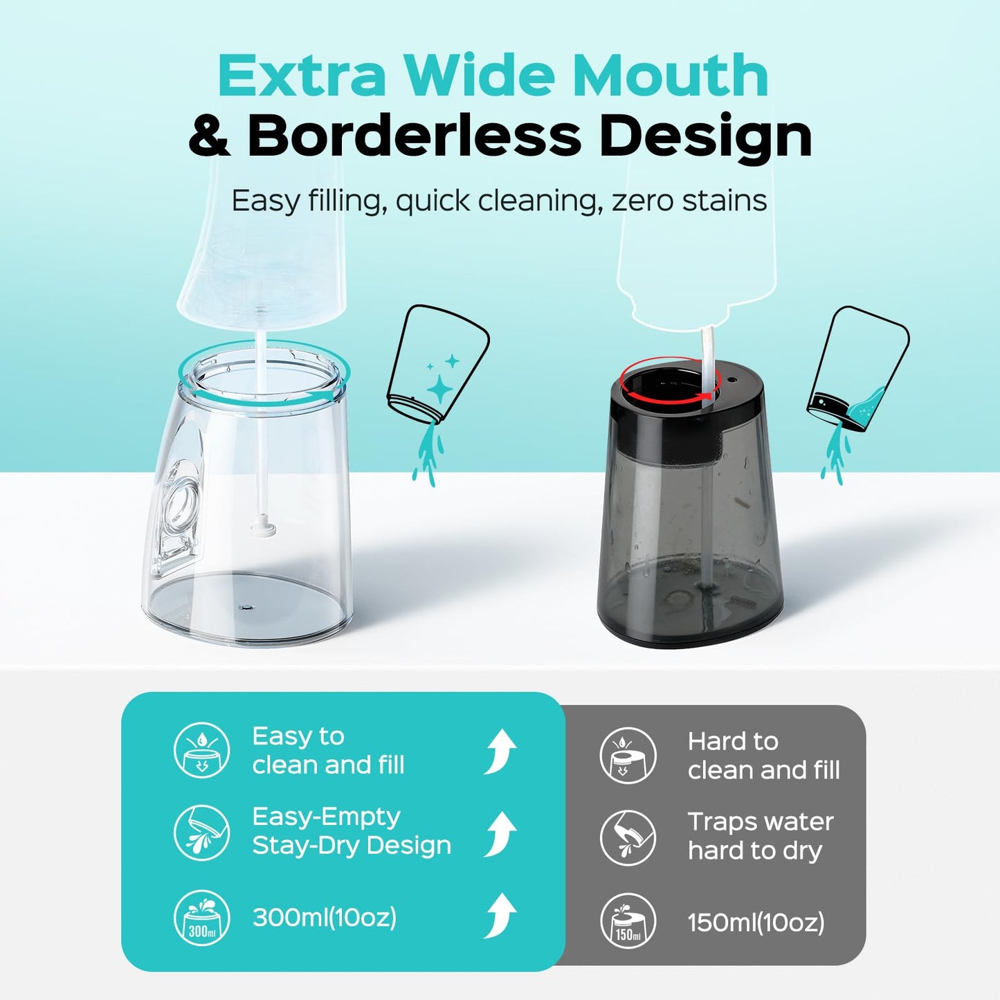 COSLUS C51 Portable Water Teeth Flosser: 3 Modes & 6 Pressure Settings for Whole Family Various Cleaning Need, Jet Mode for Beginner-Friendly, Compact for Travel, 300ml Tank, IPX7 Waterproof, Pink - Available at All In One Marketplace Canada