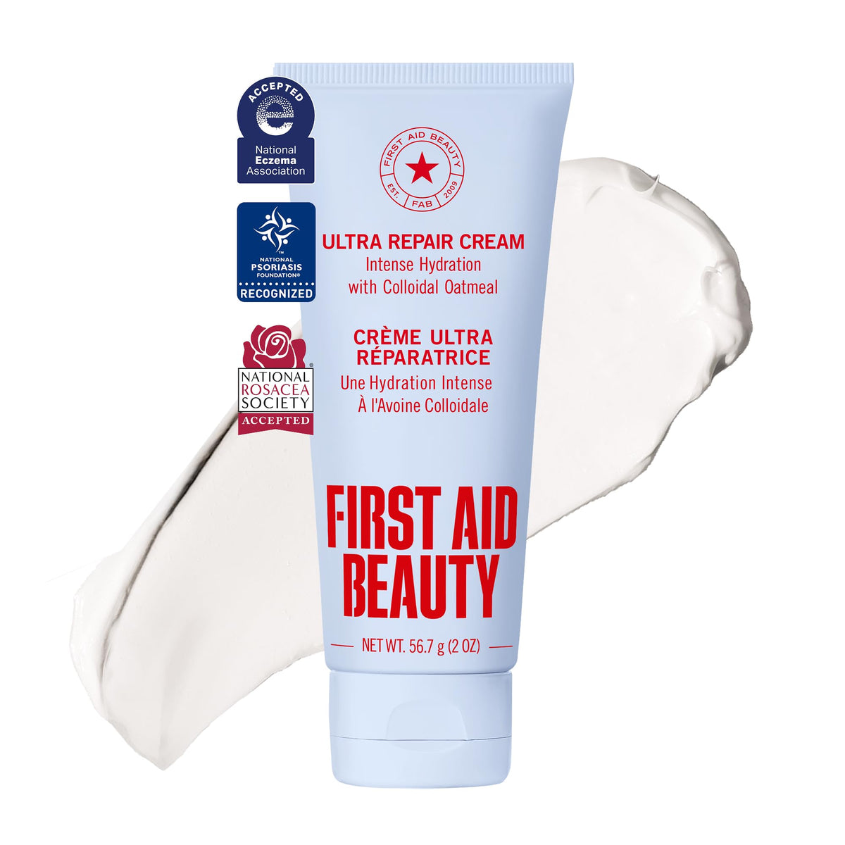 First Aid Beauty - Ultra Repair Cream - Hydrating Face & Body Moisturizer - Whipped Colloidal Oatmeal Clinically Proven to Strengthen Skin Barrier in 7 Days - Helps Relieve Eczema, 2 oz Travel Size