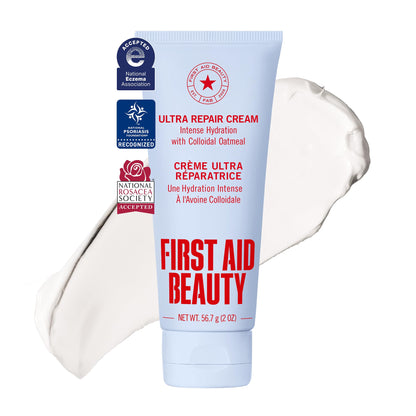 First Aid Beauty - Ultra Repair Cream - Hydrating Face & Body Moisturizer - Whipped Colloidal Oatmeal Clinically Proven to Strengthen Skin Barrier in 7 Days - Helps Relieve Eczema, 2 oz Travel Size