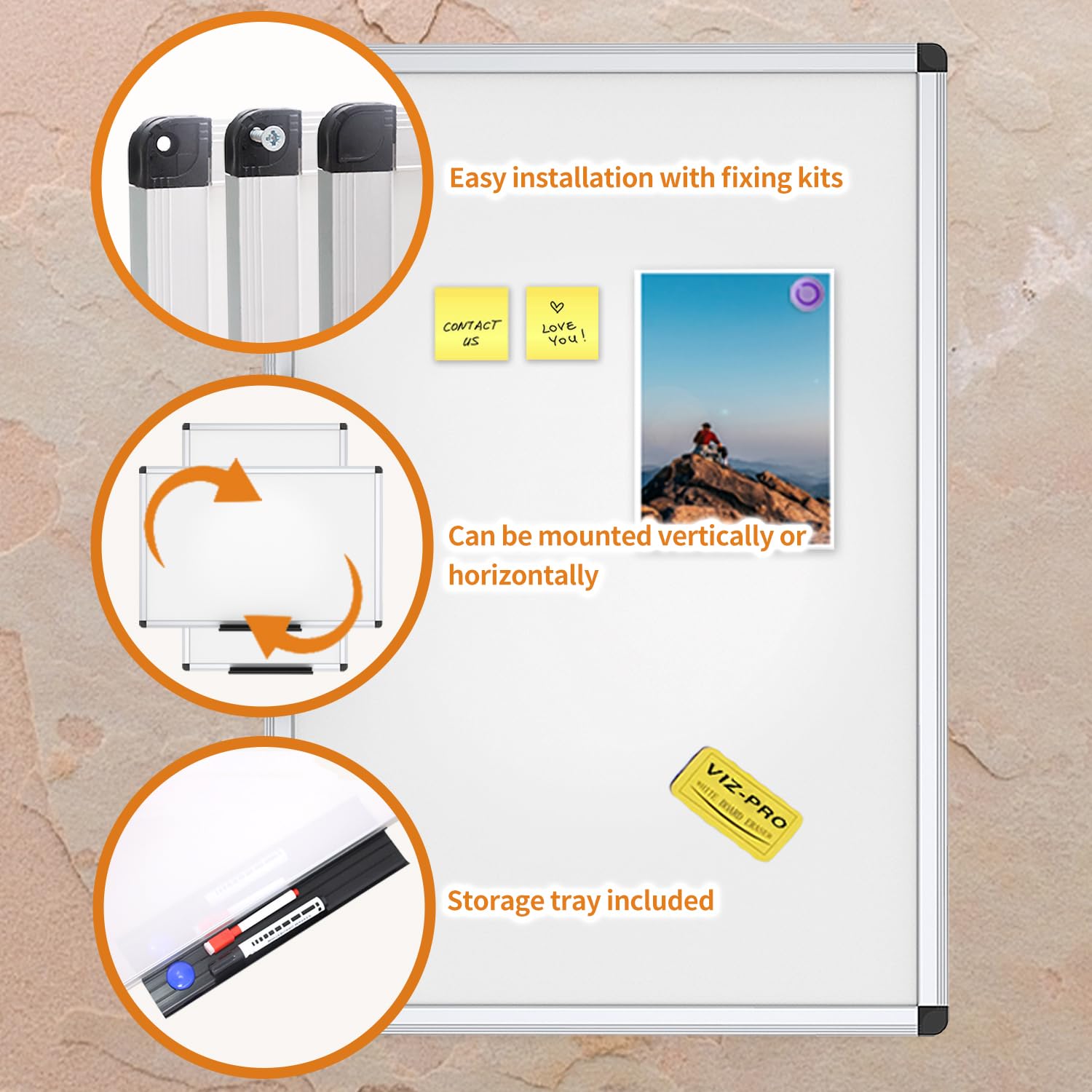 VIZ-PRO Magnetic White Board, Dry Erase Board 24 X 18 Inches, Whiteboard with Silver Aluminium Frame