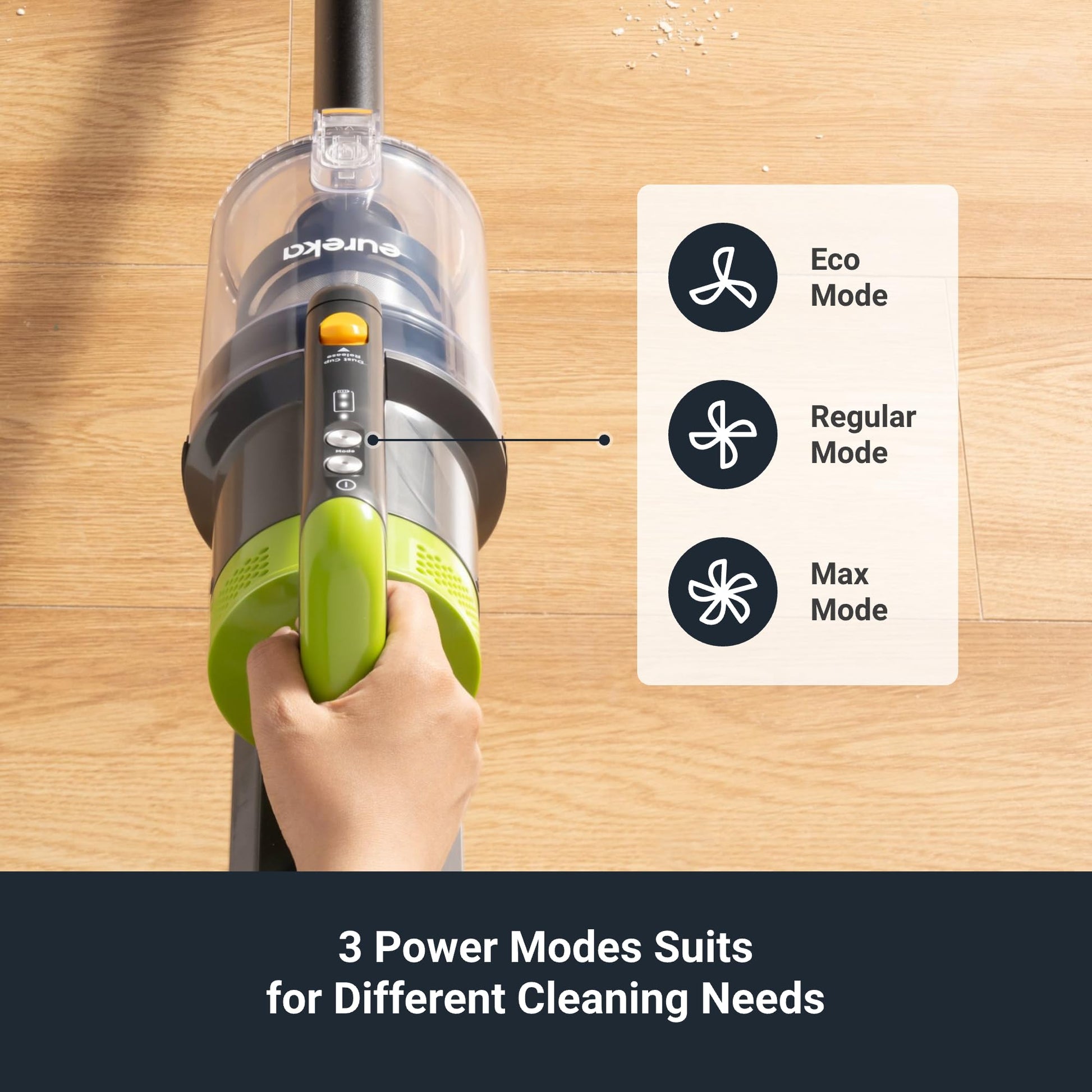 Eureka Cordless Vacuum Cleaner Powerful for Hard Floor and Pet Hair, Lightweight Portable Convenient Cordless Stick and Handheld Vacuum LED Headlight, Green, RapidClean Pro NEC285GR w/ 250W BLDC Motor EUREKA