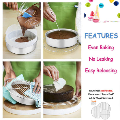 6 Inch Cake Pan Set of 2, E-far Stainless Steel Round Smash Cake Baking Pans, Non-Toxic & Healthy, Mirror Finish & Dishwasher Safe 🍁 All In One Marketplace Canada