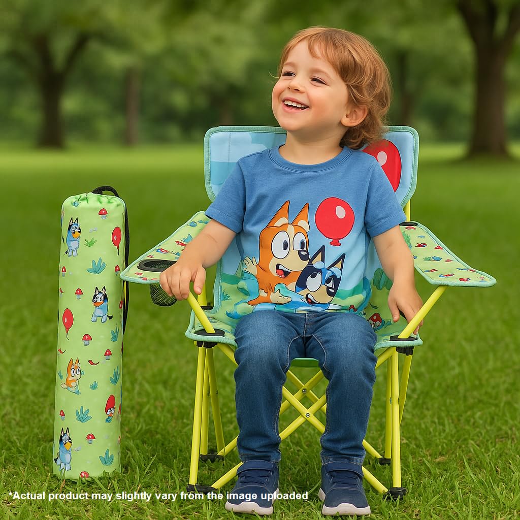 Bluey Folding Camp Chair with Cup Holder and Carry Bag, 600D Polyester, Toddlers up to 80 lbs 🍁 All In One Marketplace Canada