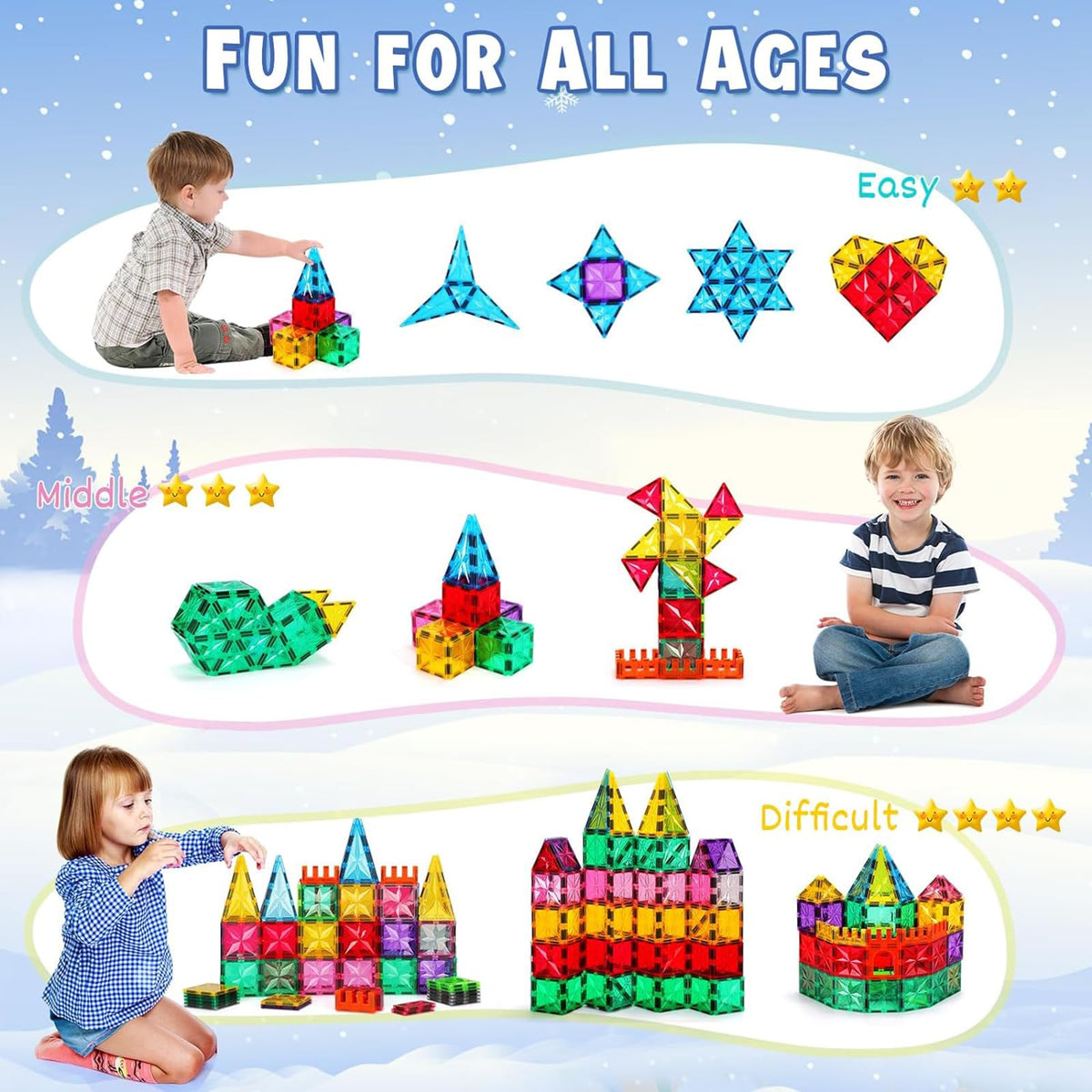Palano Magnetic Tiles,100PCS Star Magnetic Building Blocks Toy for Ages 3+,Magnetic Tiles for Toddlers Gifts,Montessori Toys,STEM Toys Christmas Toy Gift for Kids Boys and Girls 🍁 All In One Marketplace Canada