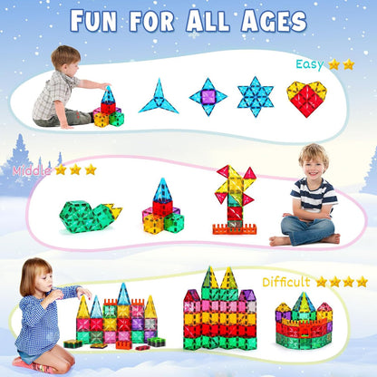 Palano Magnetic Tiles,100PCS Star Magnetic Building Blocks Toy for Ages 3+,Magnetic Tiles for Toddlers Gifts,Montessori Toys,STEM Toys Christmas Toy Gift for Kids Boys and Girls 🍁 All In One Marketplace Canada