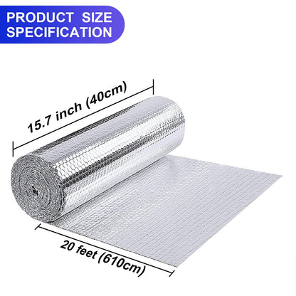 Reflective Window Insulation Sheet 15.7In x 20Ft for Summer & Winter Thermal Bubble Foil Insulation Cover Radiant Barrier Roll for RV, Wrap, Attic, Roof, Car, Garage (40x610cm) 🍁 All In One Marketplace Canada