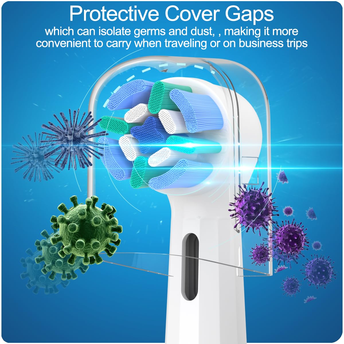 8 Pack Replacement Toothbrush Heads Compatible with Oral B iO, Brush Heads for Oral-B iO 2/3/4/5/6/7/8/9/10/7G Series, with Covers, White - Available at All In One Marketplace Canada