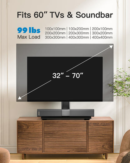 PERLESMITH Universal TV Stand Legs for 32-70 inch TVs, Table Top TV Stand up to 99 lbs, Height Adjustable Television TV Mount, Universal TV Base for Livingroom & Bedroom, VESA 400x400mm PSTVS04