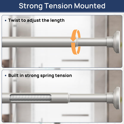 Shower Curtain Rod 30 to 76 Inches, 1 Inch Adjustable Spring Tension Stainless Steel Shower Rod No Drill for Bathroom, Closet, Window, Room Divider, Never Rust, Non Slip, Nickel
