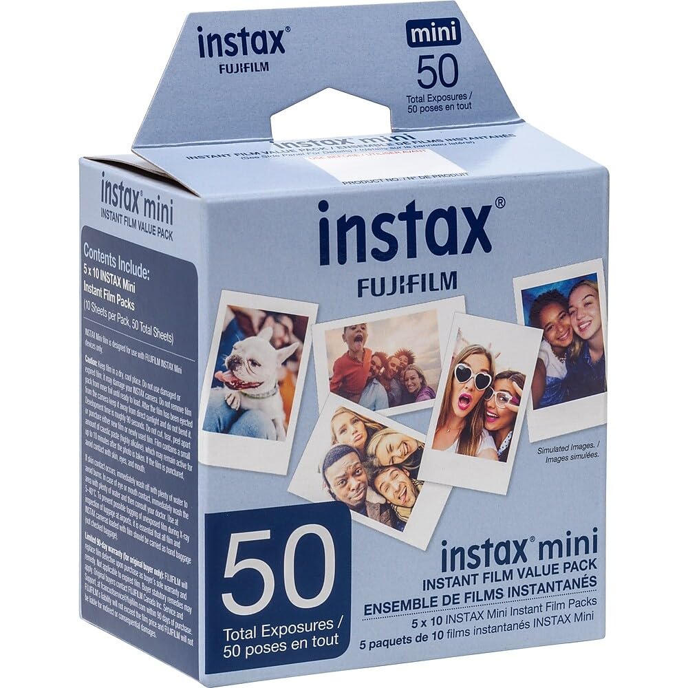 Fujifilm Instax Mini Film, White Multi-Pack (50 Exposures)