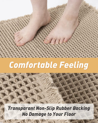 Rvolst Bath Mat Rug for Bathroom Waffle Woven Bathroom Mat Super Absorbent Machine Washable Non Slip Farmhouse Boho Bathroom Rug 46x77cm Brown - Available at All In One Marketplace Canada