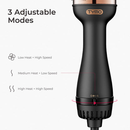 TYMO Hair Dryer Brush Blow Dryer Brush in One, 4 in 1 Ionic Hairdryer and Styler Volumizer with Oval Titanium Barrel, Hot Air Straightener for Smooth Frizz-Free Blowout, Gold - Available at All In One Marketplace Canada
