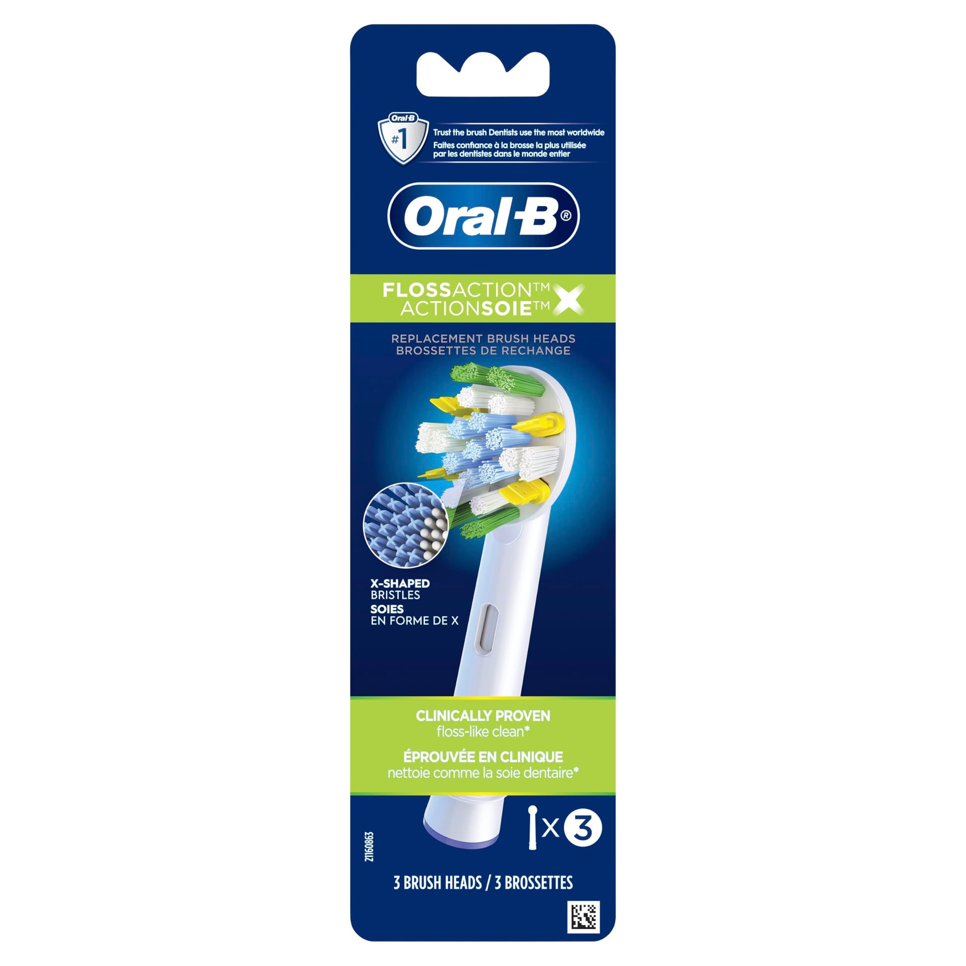 Oral-B FlossAction XFilaments Electric Toothbrush Replacement Brush Heads Refill, white (3 count) Oral-B