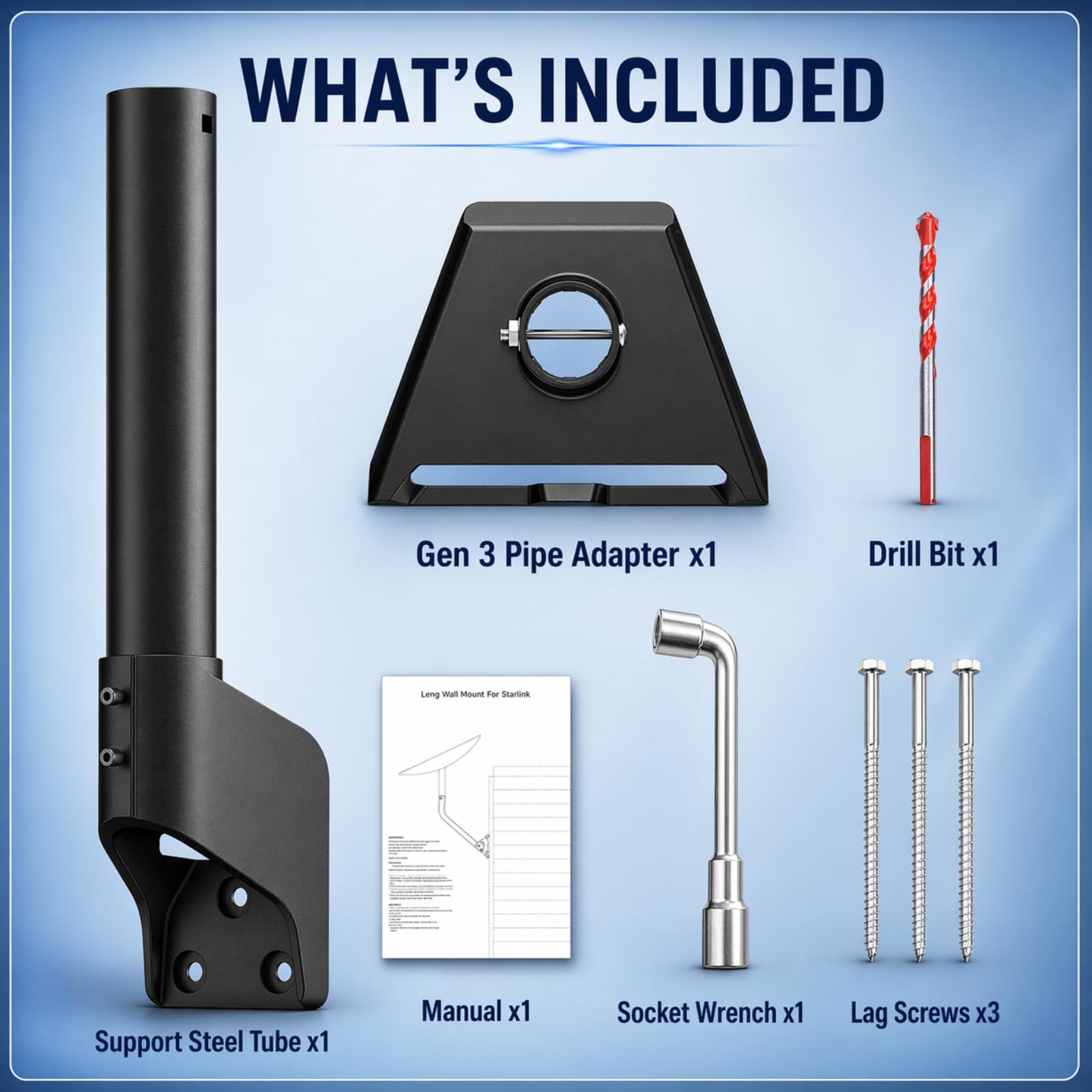 Gen 3 Mount for Starlink, 360° Adjustable Standard 4/4X Dish Wall Mount with Aluminum Adapter, Rust-Resistant Roof and Eave Mounting Kit for Outdoor Use - Available at All In One Marketplace Canada