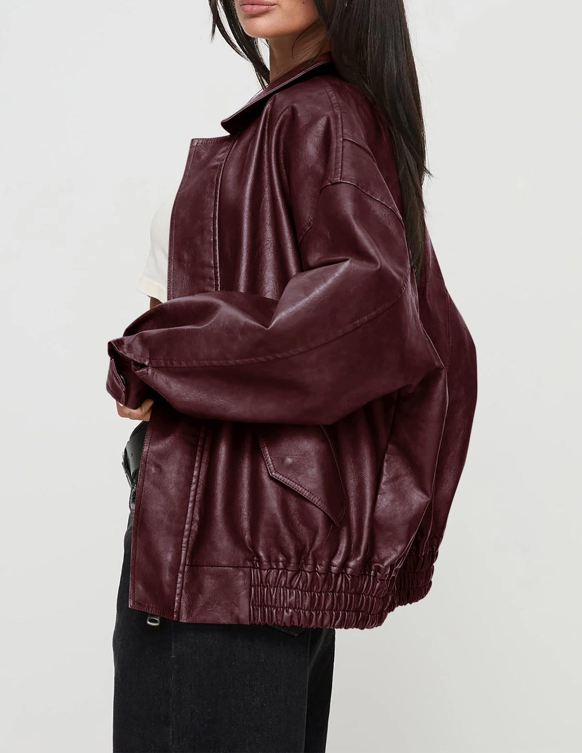PRETTYGARDEN Women's Faux Leather Motorcycle Jackets Wine Red,XL 🍁 All In One Marketplace Canada