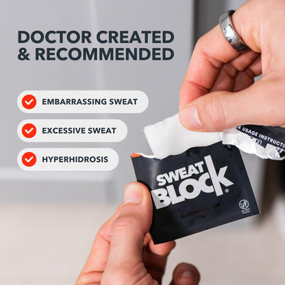 SweatBlock Clinical Strength Antiperspirant Wipes- Treat Hyperhidrosis & Excessive Sweating - Up to 7 Days Protection Per Wipe - 10 count - Unisex - Available at All In One Marketplace Canada
