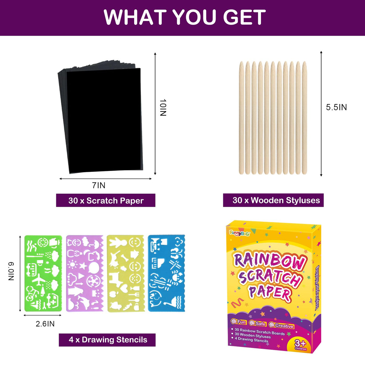 FUNNYB&G Rainbow Scratch Paper Art for Kids - 100 Pcs Magic Rainbow Scratch Paper Off Set Scratch Easter Crafts Arts Supplies Kits Pads Sheets for Party Games Halloween Christmas Birthday Gifts 🍁 All In One Marketplace Canada