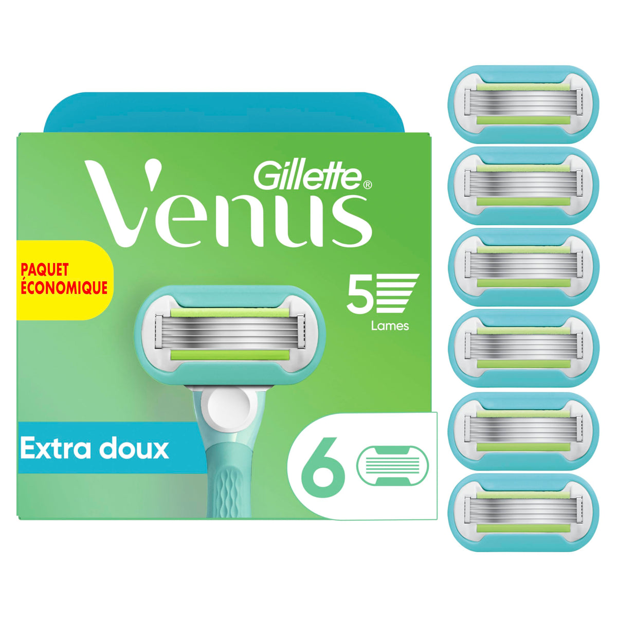 Gillette Venus Extra Smooth Women’s Razor Blades, 5-Bladed Razor Refills, 1 Pack (Count of 6)