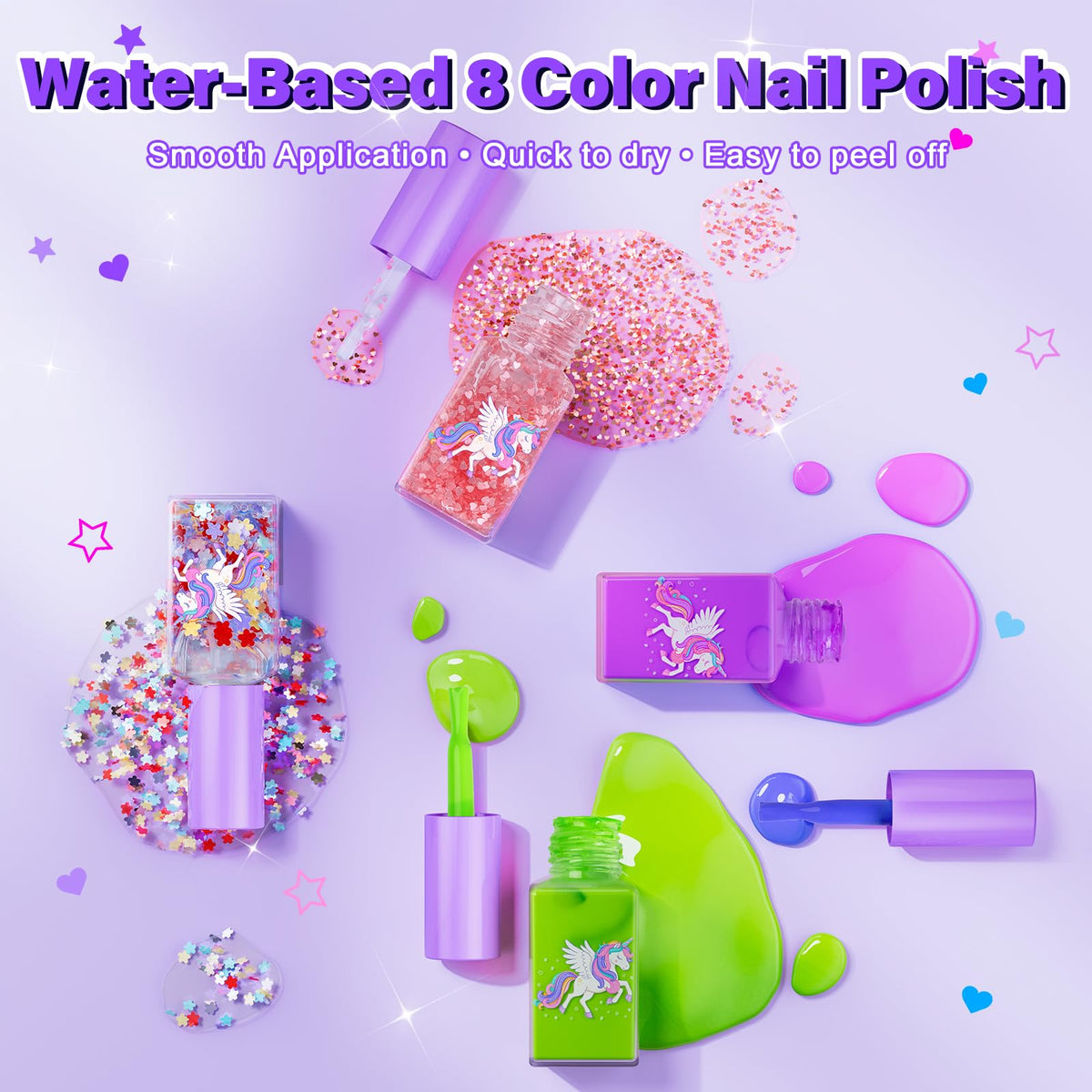 Glisiol Kids Nail Polish Set for Girls Toys, Washable Quick-Dry Toddler Nail Art Kit with Air Cooling Dryer and Cosmetic Case, Christmas or Birthday Gifts for Girls Ages 3 4 5 6 7 9 10 11 12-Purple 🍁 All In One Marketplace Canada