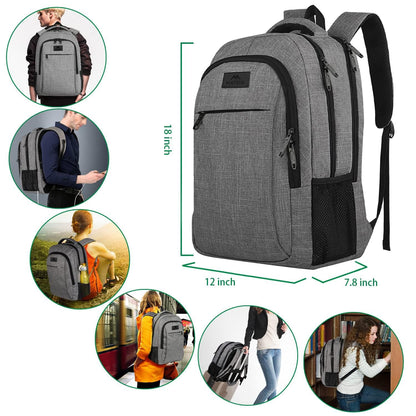 MATEIN Travel Laptop Backpack, Business Anti Theft Slim Sturdy Laptops Backpack, Water Resistant College School Computer Bag Gift for Men & Women Fits 15.6 Inch Notebook, Grey