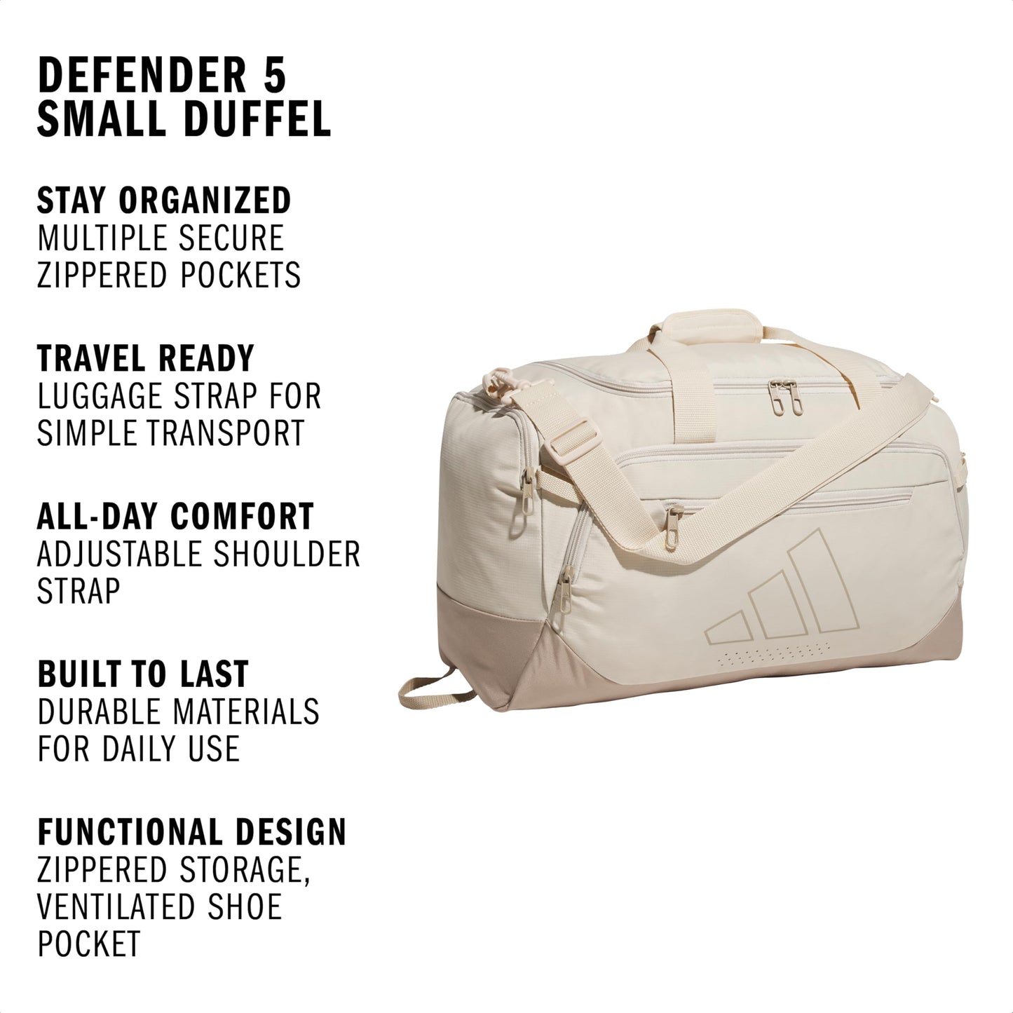 Adidas Unisex-Adult Defender 5 Small Duffel Bag, Crystal Linen/Trace Khaki, One Size Fits All 🍁 All In One Marketplace Canada