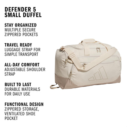 Adidas Unisex-Adult Defender 5 Small Duffel Bag, Crystal Linen/Trace Khaki, One Size Fits All 🍁 All In One Marketplace Canada