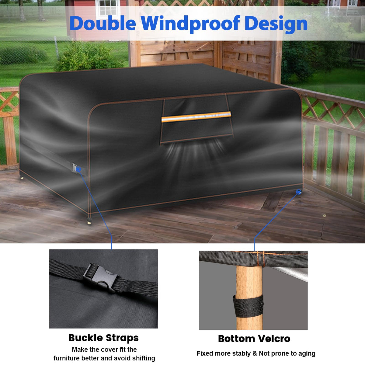Rectangular Patio Furniture Covers Waterproof Winter with Air Vent, Handles and Buckles，420d Outdoor Furniture Covers Waterproof Winter,No Tears Anti Uv No Fading(90" L X64 W X 28" H) 🍁 All In One Marketplace Canada