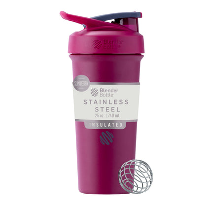 BlenderBottle Strada Sleek Shaker Cup Insulated Stainless Steel Water Bottle with Wire Whisk, 25-Ounce, Raspberry 🍁 All In One Marketplace Canada