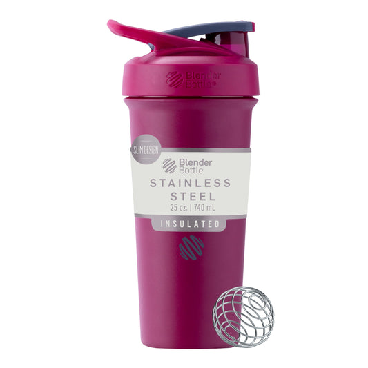 BlenderBottle Strada Sleek Shaker Cup Insulated Stainless Steel Water Bottle with Wire Whisk, 25-Ounce, Raspberry 🍁 All In One Marketplace Canada BlenderBottle