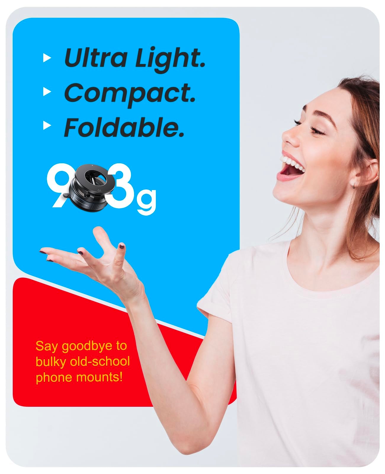 Jononser Magnetic Suction Phone Mount for Magsafe, 360° Adjustable Magnetic Car Phone Holder, Pocket Size Foldable Car Mount, Cell Phone Holders for Your Car for iPhone 17 16 15 14 13 12 Series,Black
