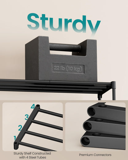 SONGMICS 3-Tier Shoe Rack for Closet, Compact Metal Shoe Organizer Shelf for Entryway, Bedroom, Small Spaces, Stackable, 11.8 x 24.5 x 19.1 Inches, Black ULSA123BH01 - Available at All In One Marketplace Canada