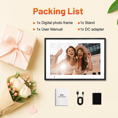 Anna Bella Digital Photo Frame 10.1 Inch with 1280x800 HD IPS Touch Screen, 32GB WiFi Digital Picture Frame with App Sharing, Auto-Rotate Photo Frame with Sleep Mode, Gift for Parents, Friends - Available at All In One Marketplace Canada