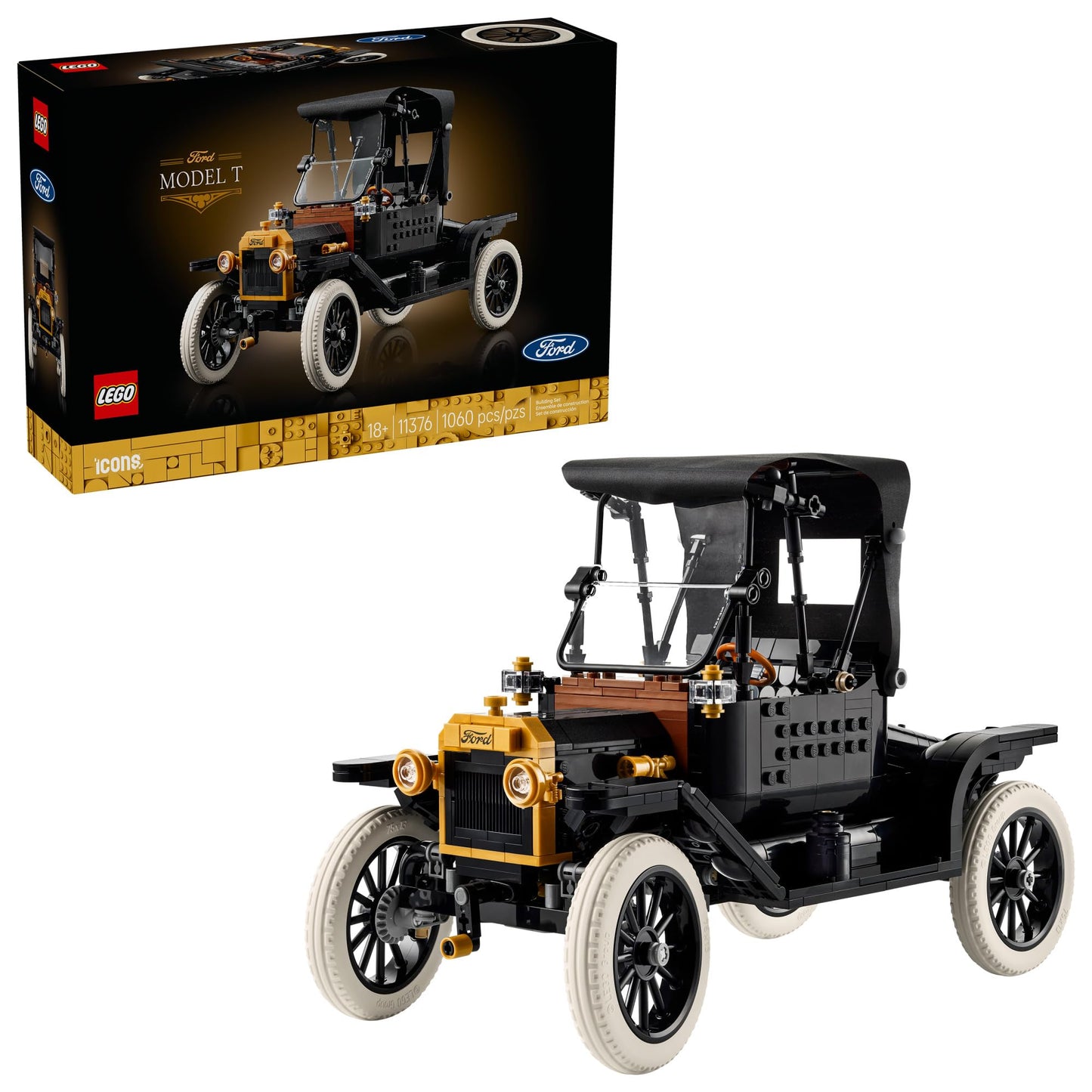 LEGO Icons Ford Model T Building Set for Adults - Collectible Kit with Detailed Features for Bedroom, Home Office, or Shelf Decor, Gift for Men, Women & Car Fans Ages 18+ - 11376 LEGO
