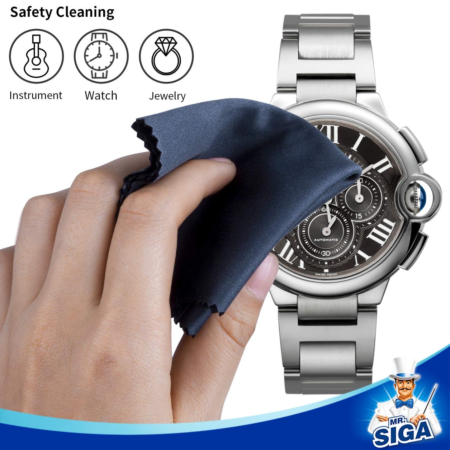 MR.SIGA Premium Microfiber Cleaning Cloths for Lens, Eyeglasses, Screens, Tablets, Glasses, 6 Pack, 6 x 7 inch
