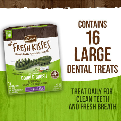 Merrick Fresh Kisses Coconut Oil + Botanicals Large Brush Dental Dog Treat - Value Box (16 ct) 🍁 All In One Marketplace Canada Merrick