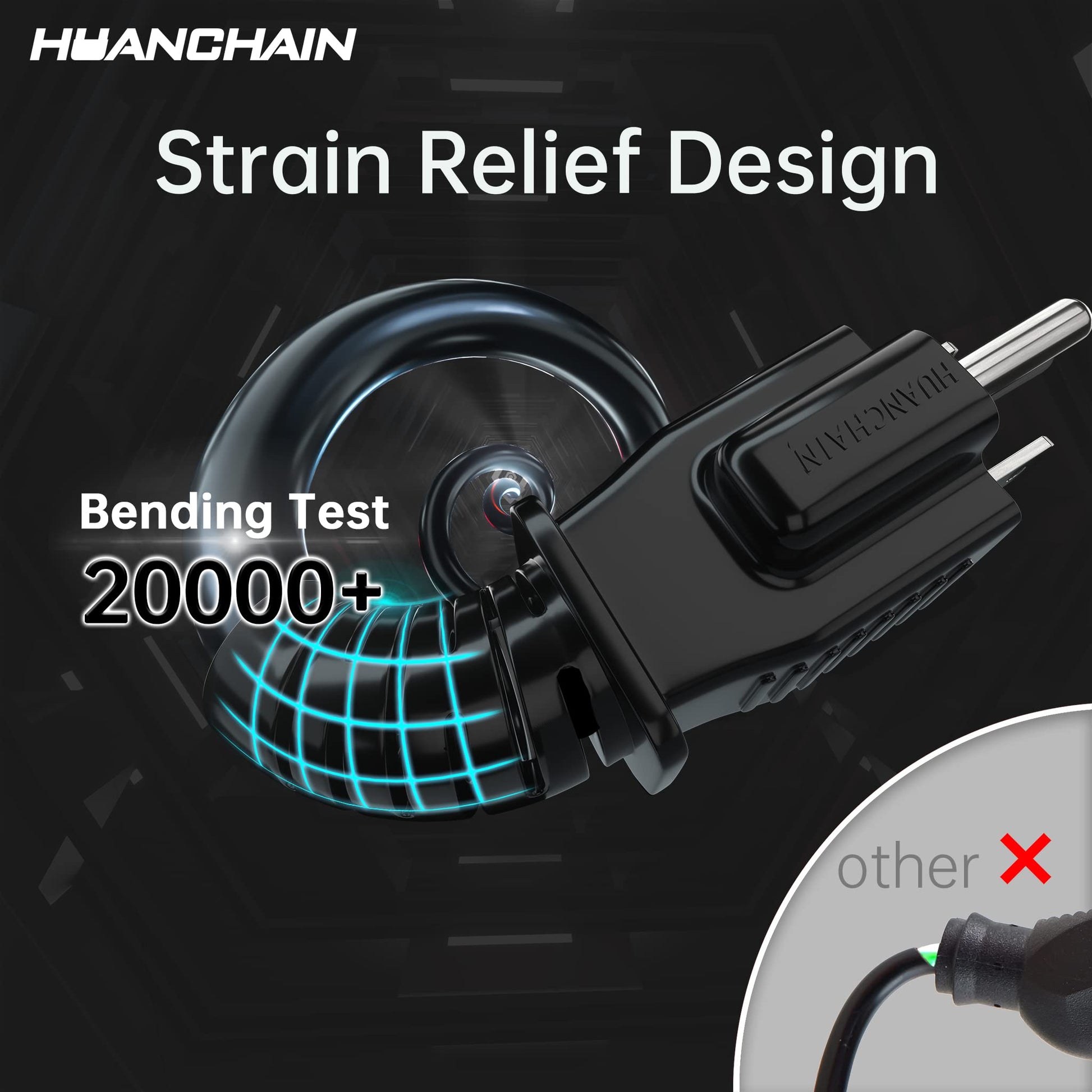 HUANCHAIN Indoor Outdoor Black Extension Cord 50 ft Waterproof, 16/3 Gauge Flexible Resistant Appliance Extension Cord Outside, 13A 1625W 16AWG SJTW, 3 Prong Electric Cable, ETL
