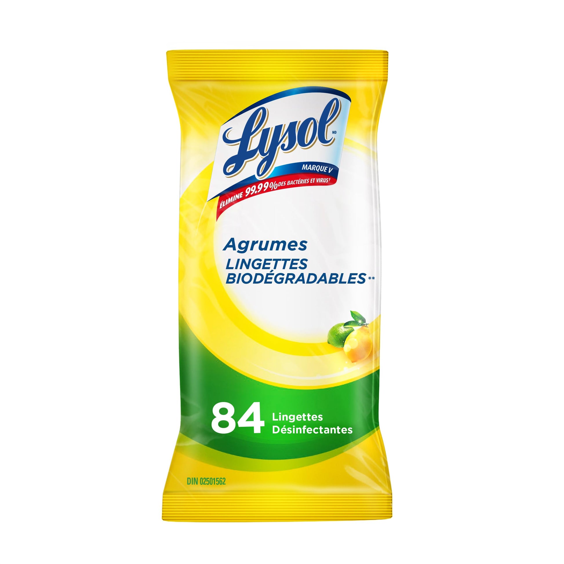 Lysol Disinfecting Wipes Flatpack, Citrus, Biodegradable Wipes, Kills 99.9% of Viruses & Bacteria, Bulk Pack of 4, 336 count (4 x 84 count) - Available at All In One Marketplace Canada